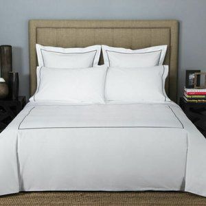 FRETTE ONE BOURDON QUEEN DUVET COVER PERCALE WHIYE/GREY